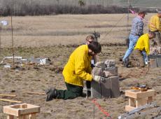 Installing instrumented rocks to test archeological impacts of fire