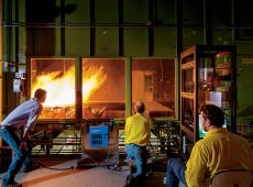 Scientists observe the behavior of fire in a wind tunnel