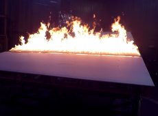 c.	Burn table configured with 4’ X 12’ propane sand burner for studying flame structure of stationary flame zones.